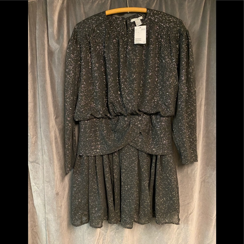 H&M Sparkle Gold and Black Long Sleeve Dress